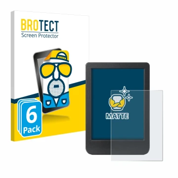 Front side of a product packaging with the brand logo BROTECT. Next to it is the device Kobo Clara Colour shown with the corre