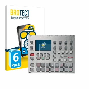 Front side of a product packaging with the brand logo BROTECT. Next to it is the device Elektron Syntakt E25 Remix Edition sho
