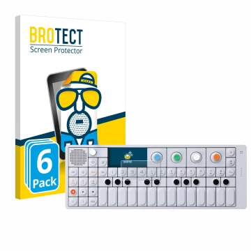 Front side of a product packaging with the brand logo BROTECT. Next to it is the device Teenage Engineering OP-1 Sampler & Con