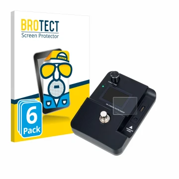 Front side of a product packaging with the brand logo BROTECT. Next to it is the device Harley Benton AirBorne Pro 5.8Ghz show