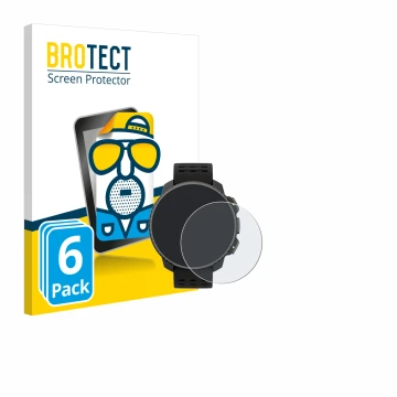 Front side of a product packaging with the brand logo BROTECT. Next to it is the device Suunto Vertical Solar shown with the c
