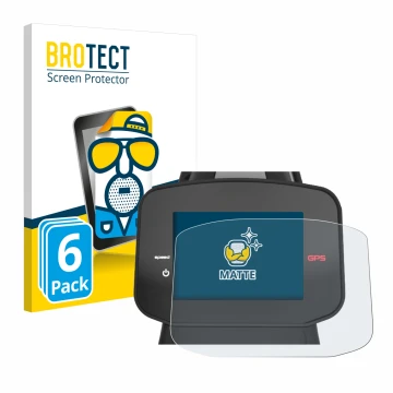 Front side of a product packaging with the brand logo BROTECT. Next to it is the device PowaKaddy FX7 GPS 3.5