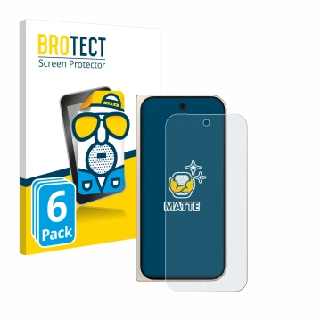 Front side of a product packaging with the brand logo BROTECT. Next to it is the device Google Pixel 9 Pro Fold shown with the