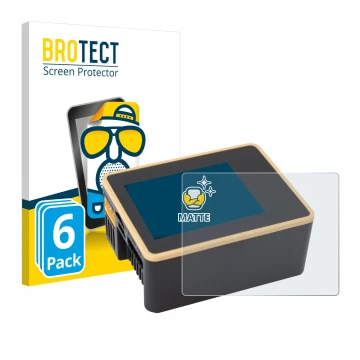 Front side of a product packaging with the brand logo BROTECT. Next to it is the device Junsi iCharger X6 shown with the corre