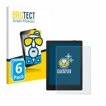 Front side of a product packaging with the brand logo BROTECT. Next to it is the device Boox Go 6 shown with the corresponding