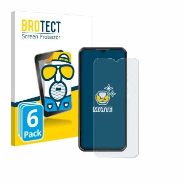 Front side of a product packaging with the brand logo BROTECT. Next to it is the device Oukitel WP50 shown with the correspond