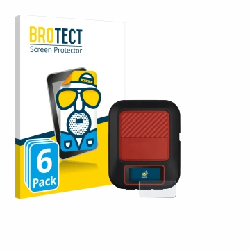 Front side of a product packaging with the brand logo BROTECT. Next to it is the device Garmin inReach Messenger Plus shown wi