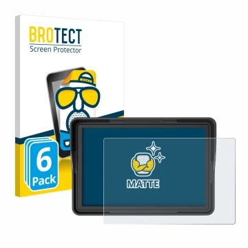 Front side of a product packaging with the brand logo BROTECT. Next to it is the device Essgoo Motorrad Carplay 5