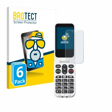 Front side of a product packaging with the brand logo BROTECT. Next to it is the device Doro Leva L30 shown with the correspon