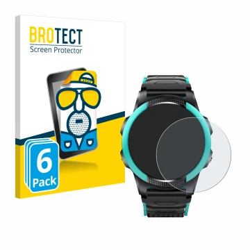 Front side of a product packaging with the brand logo BROTECT. Next to it is the device SaveFamily Slim 4G shown with the corr