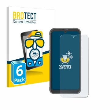 Front side of a product packaging with the brand logo BROTECT. Next to it is the device Blackview BV5200 Pro shown with the co