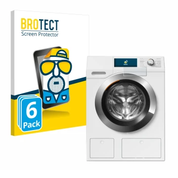Front side of a product packaging with the brand logo BROTECT. Next to it is the device Miele WEH875 shown with the correspond