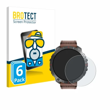 Front side of a product packaging with the brand logo BROTECT. Next to it is the device Polar Grit X2 Pro Titan shown with the