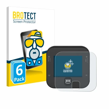 Front side of a product packaging with the brand logo BROTECT. Next to it is the device ISDT Q6 Retro shown with the correspon