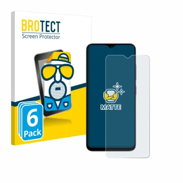 Front side of a product packaging with the brand logo BROTECT. Next to it is the device ZTE Blade A35e shown with the correspo