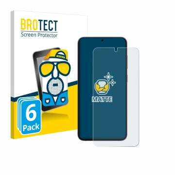 Front side of a product packaging with the brand logo BROTECT. Next to it is the device Samsung Galaxy S25 Plus Enterprise Edi
