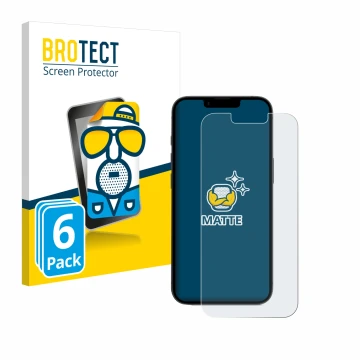 Front side of a product packaging with the brand logo BROTECT. Next to it is the device Apple iPhone 16e shown with the corres