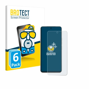 Front side of a product packaging with the brand logo BROTECT. Next to it is the device Tecno Camon 40 Premier shown with the 