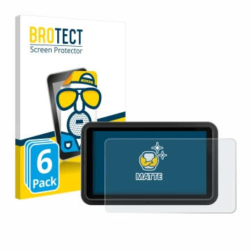 Front side of a product packaging with the brand logo BROTECT. Next to it is the device Atomos Shinobi Go shown with the corre