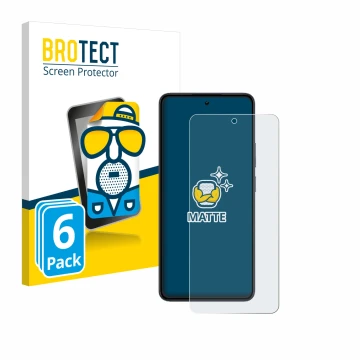 Front side of a product packaging with the brand logo BROTECT. Next to it is the device realme 14 shown with the corresponding