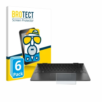 Front side of a product packaging with the brand logo BROTECT. Next to it is the device HP Envy x360 (13-X) (ONLY Touch Trackp