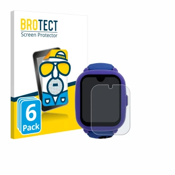Front side of a product packaging with the brand logo BROTECT. Next to it is the device SaveFamily Iconic Plus 2 4G shown with