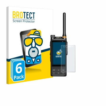 Front side of a product packaging with the brand logo BROTECT. Next to it is the device Hytera PDC680 shown with the correspon