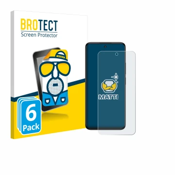 Front side of a product packaging with the brand logo BROTECT. Next to it is the device TCL 60 5G shown with the corresponding