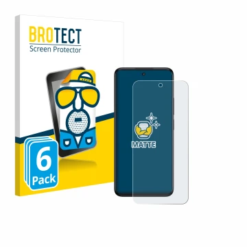 Front side of a product packaging with the brand logo BROTECT. Next to it is the device TCL 60R 5G shown with the correspondin