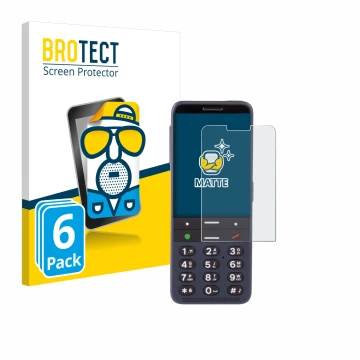 Front side of a product packaging with the brand logo BROTECT. Next to it is the device BlindShell Classic 3 shown with the co