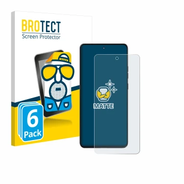 Front side of a product packaging with the brand logo BROTECT. Next to it is the device Motorola Moto G86 shown with the corre