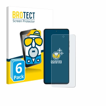 Front side of a product packaging with the brand logo BROTECT. Next to it is the device Motorola Moto G86 Power shown with the