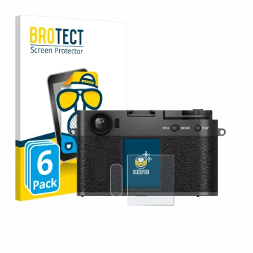 Front side of a product packaging with the brand logo BROTECT. Next to it is the device Fujifilm X Half X-HF1 shown with the c