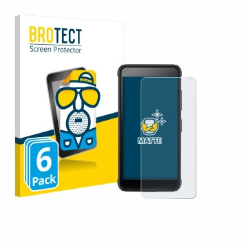 Front side of a product packaging with the brand logo BROTECT. Next to it is the device SkyCaddie Pro 4X shown with the corres