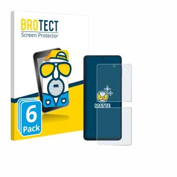 Front side of a product packaging with the brand logo BROTECT. Next to it is the device Samsung Galaxy Z Flip 7 shown with the