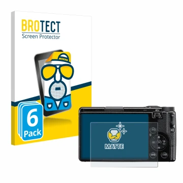 Front side of a product packaging with the brand logo BROTECT. Next to it is the device Ricoh GR IV 2025 shown with the corres
