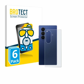 Front side of a product packaging with the brand logo BROTECT. Next to it is the device Samsung Galaxy Z Fold 7 (Back) shown w