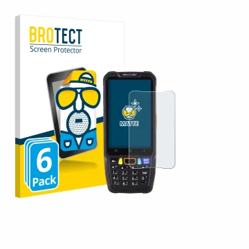 Front side of a product packaging with the brand logo BROTECT. Next to it is the device Point Mobile PM68 shown with the corre