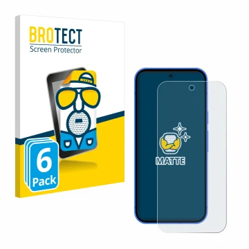 Front side of a product packaging with the brand logo BROTECT. Next to it is the device Google Pixel 10 shown with the corresp