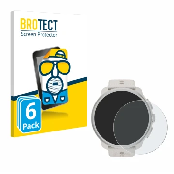 Front side of a product packaging with the brand logo BROTECT. Next to it is the device Suunto Race 2 shown with the correspon