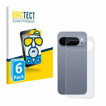Front side of a product packaging with the brand logo BROTECT. Next to it is the device Google Pixel 10 Pro XL (Back) shown wi