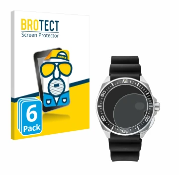 Front side of a product packaging with the brand logo BROTECT. Next to it is the device Seiko Prospex SRPE37 shown with the co