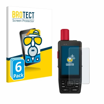 Front side of a product packaging with the brand logo BROTECT. Next to it is the device Garmin GPSMAP H1i Plus shown with the 