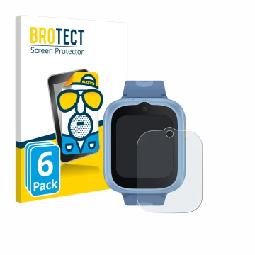 Front side of a product packaging with the brand logo BROTECT. Next to it is the device TCL Movetime MT48 shown with the corre