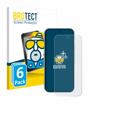Front side of a product packaging with the brand logo BROTECT. Next to it is the device Google Pixel 9 (case-friendly) shown w