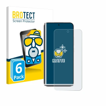 Front side of a product packaging with the brand logo BROTECT. Next to it is the device Oppo Reno 14 shown with the correspond