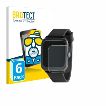 Front side of a product packaging with the brand logo BROTECT. Next to it is the device Sector Smartwatch S-08 shown with the 