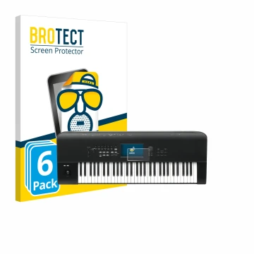 Front side of a product packaging with the brand logo BROTECT. Next to it is the device KORG Nautilus 61 shown with the corres