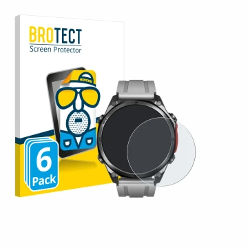 Front side of a product packaging with the brand logo BROTECT. Next to it is the device Doogee Anywise W1 Pro shown with the c