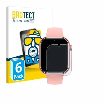 Front side of a product packaging with the brand logo BROTECT. Next to it is the device Naixues Kids Smartwatch GPS shown with